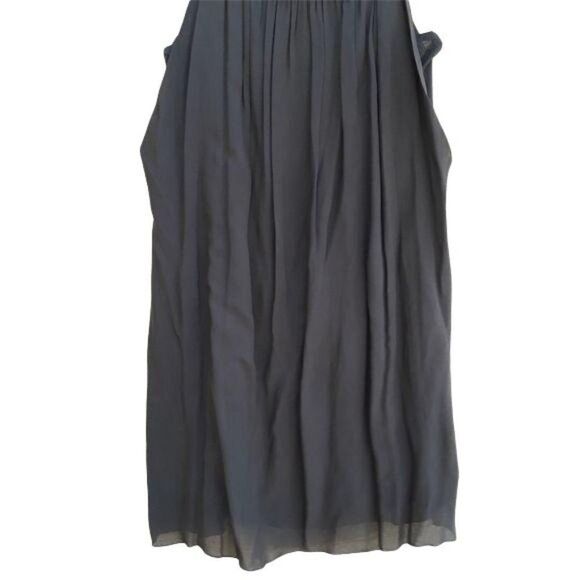 Banana Republic 100% Silk Flowy Slip Dress Beaded Scoop Neck Brown Size L - Picture 6 of 11